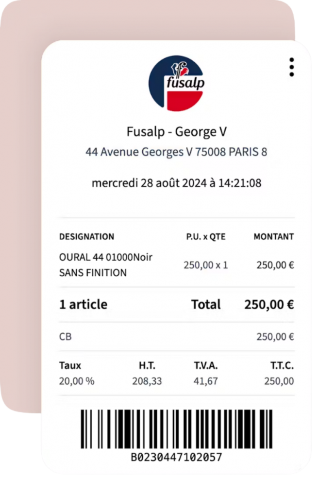 Exemple d'un ticket de caisse Billiv